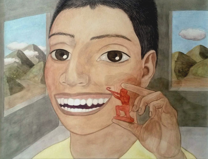 "Guerra interna" - acuarela, 48 x 64 cm.