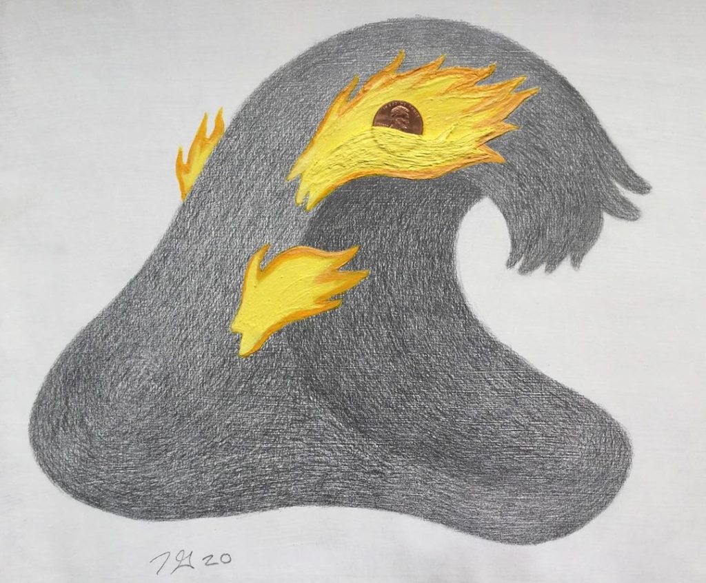 Moneda sobre ola ardiendo