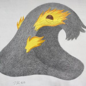 Moneda sobre ola ardiendo